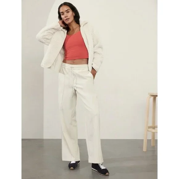 Athleta ENDEAVOR Beige Wide Leg Athleisure Relaxed Pants Women's Sz M - Picture 3 of 7